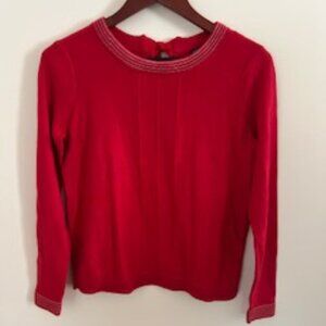 Banana Republic Red Top with Silver Thread Round Collar and Bow Tie Back SMALL